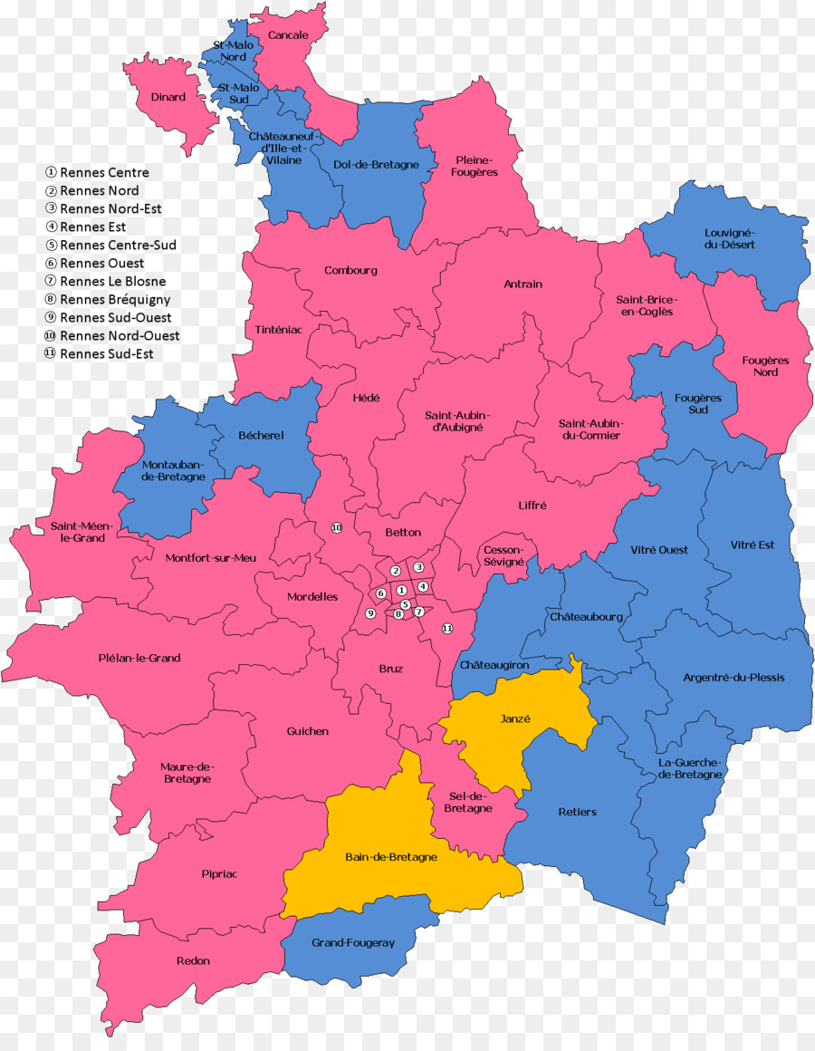 Bruz Brutto Châteaubourg dipartimentale francese elezioni Cesson-Sévigné - mappa