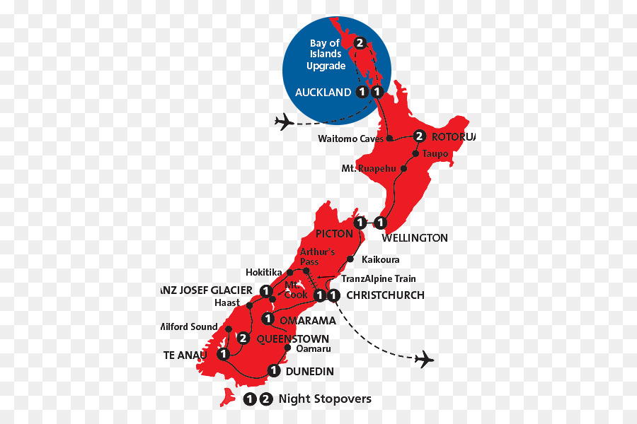 South Island, North Island Karte Takahe - Anzeigen
