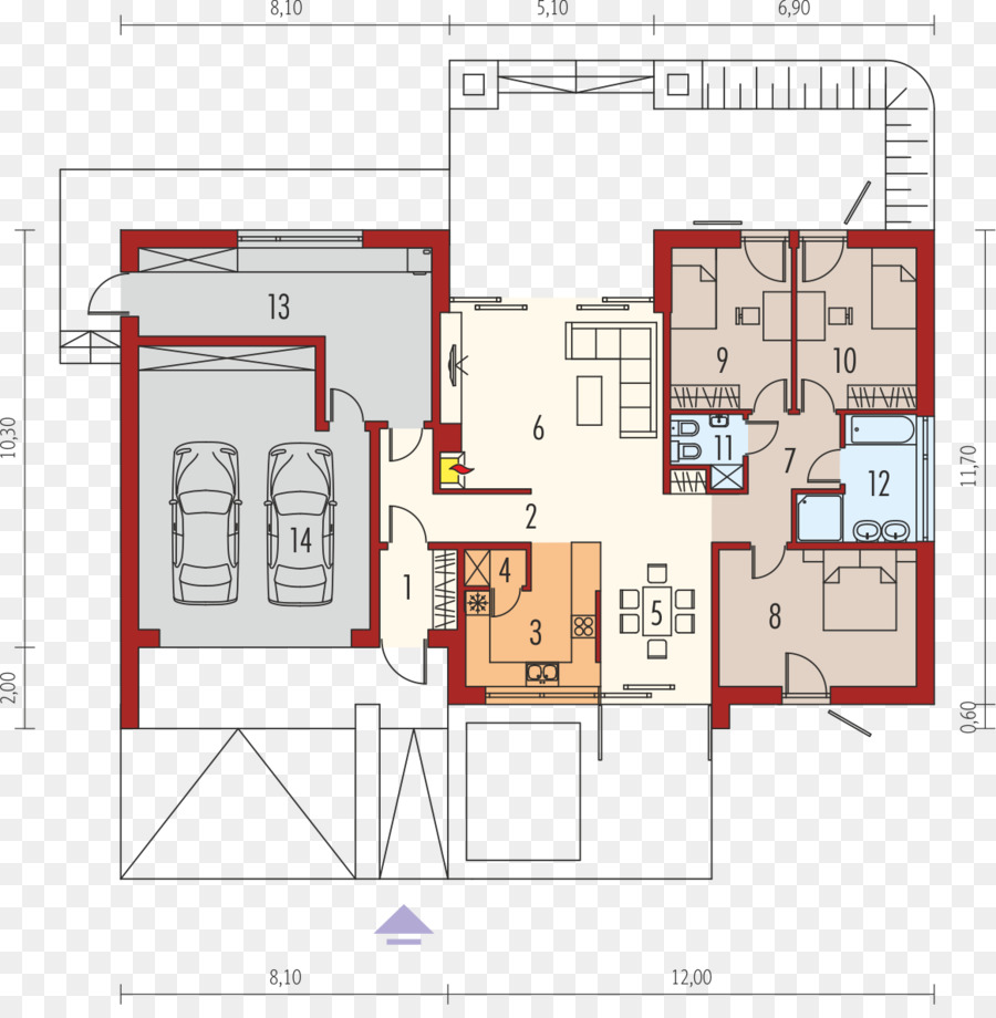 Grundriss-Quadratmeter-Haus Küche - Haus