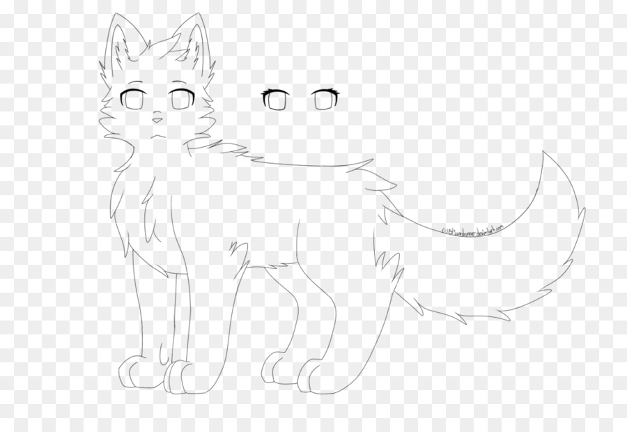 Whiskers Cat Dog-Line-art Zeichnung - Katze