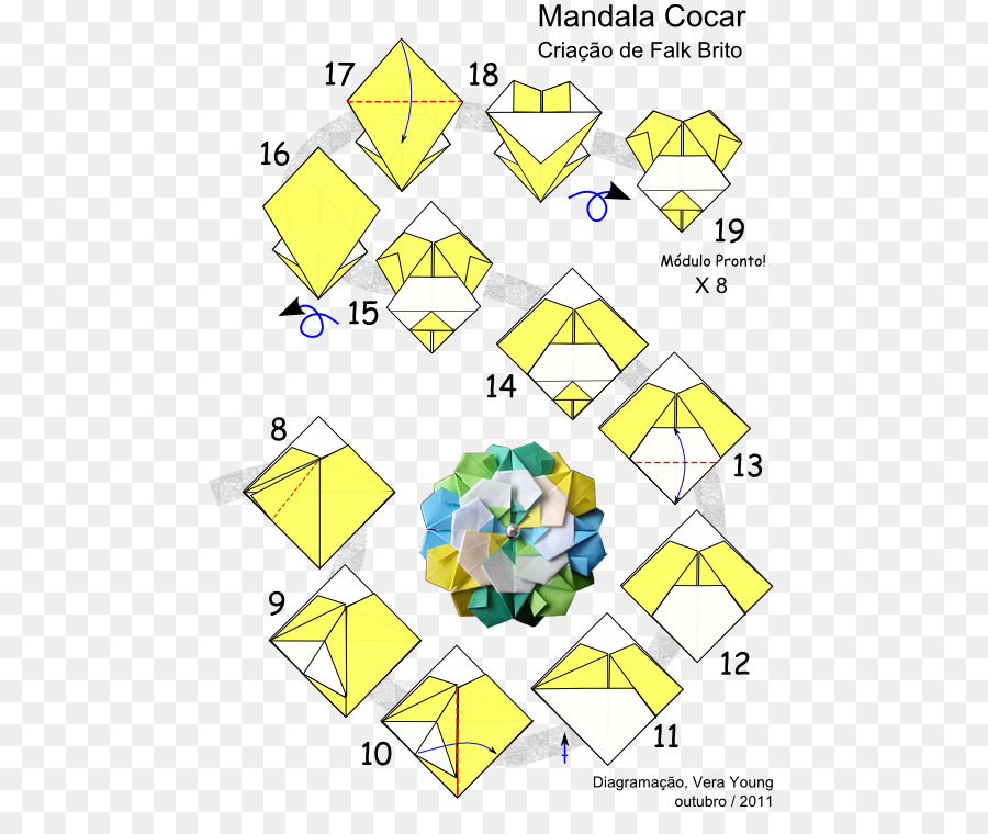 Carta origami Modulare Mandala Kusudama - fiore origami