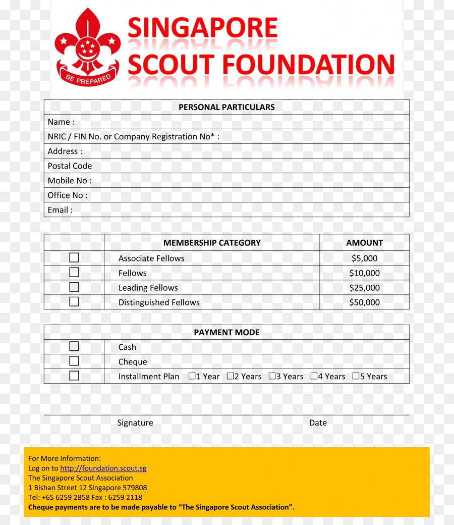 Modulo di documento di Singapore Associazione Scout Applicazione per l'occupazione - scout