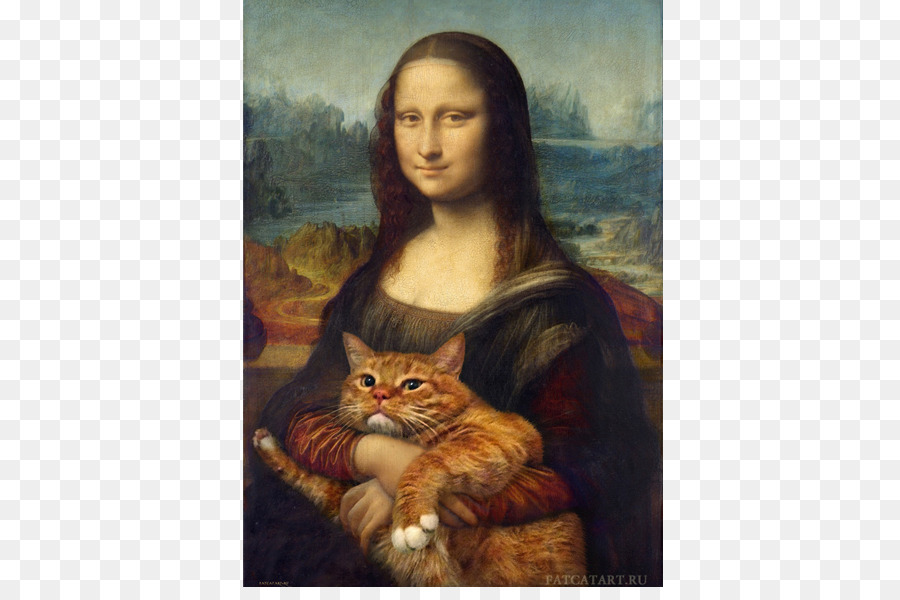 Mona Lisa Tàng Louvre Mèo Béo Nghệ thuật: Nổi tiếng Kiệt Cải thiện bởi một con Mèo Gừng với Thái độ bức Tranh - bức tranh