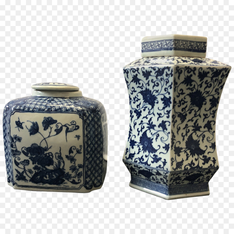 Blaue und weiße Keramik-Vase Keramik Staffordshire Potteries - Vase