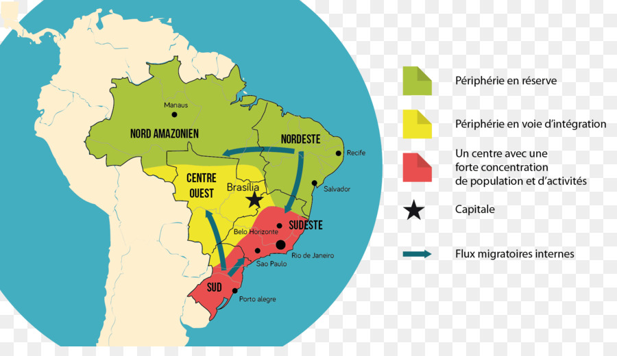 Regione del sud-est, Regioni del Brasile, Brasile nord-est della Regione, in Brasile Immigrazione in Brasile lo sviluppo Economico - mappa