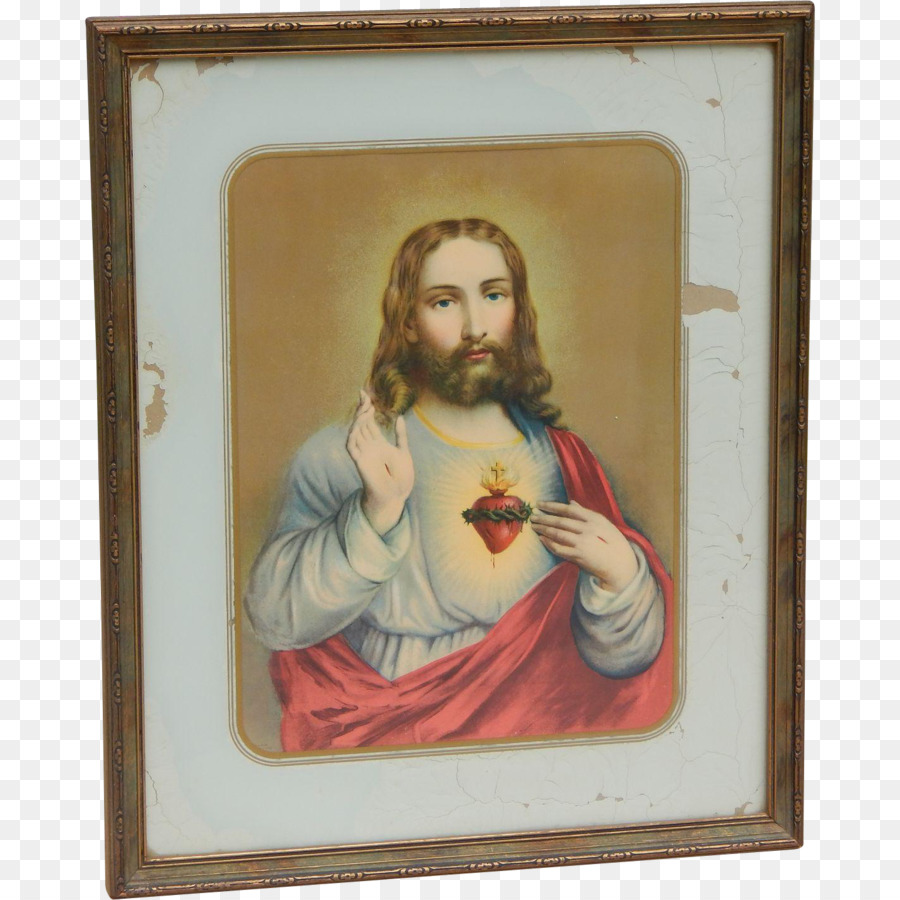 La Religione Del Sacro Cuore Di Cornici Pittura Crocifisso - pittura