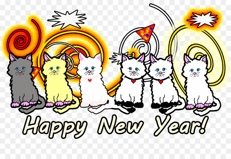Happy New Year Cartoon png download - 1600*1072 - Free Transparent Cat png  Download. - CleanPNG / KissPNG