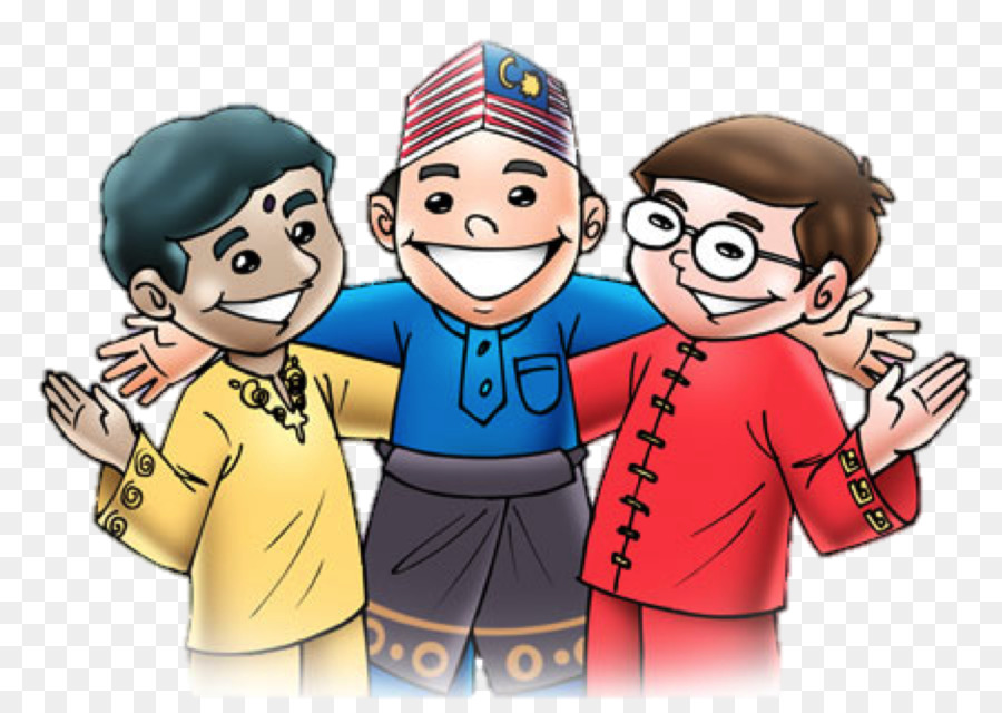 Malaysian Chinese Malaysischen Inder Hari Merdeka - Malaiisch cartoon