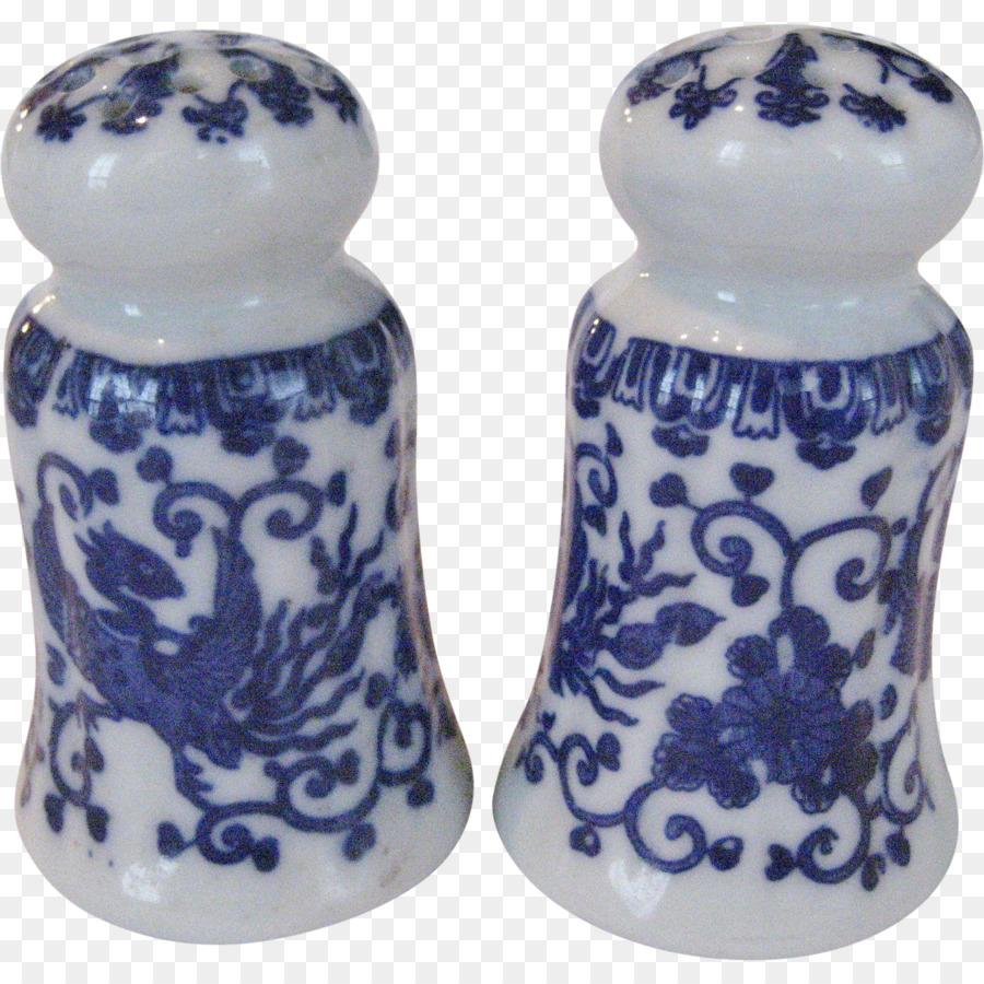 Sale e pepe shaker Blu e bianco in ceramica blu Cobalto - sale
