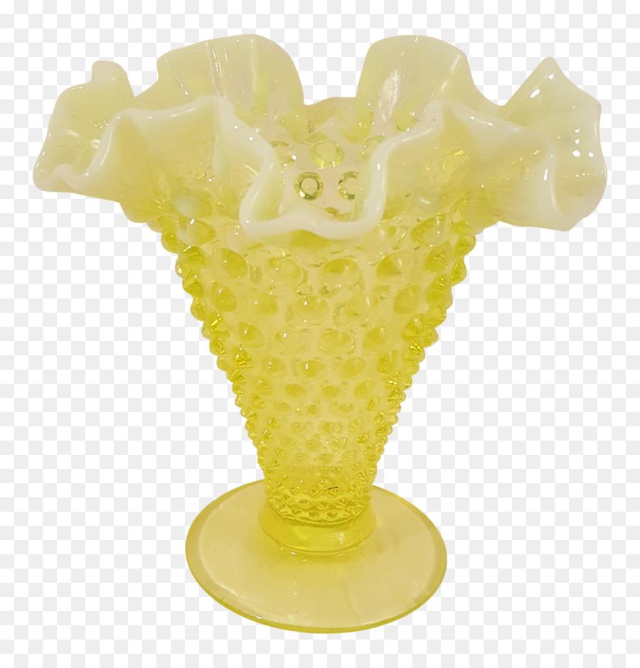 Vase Milch Glas Fenton Art Glass Company Schuhzwecke Gelb - Vase