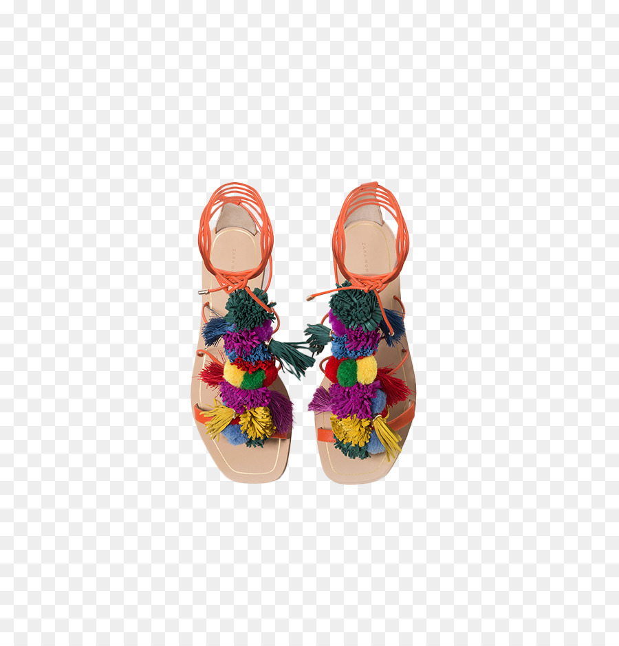 Sandalo Zara Pom-pom Scarpa in Pelle - Sandalo