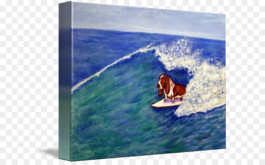 Basset Hound Beagle-Hund surfen Kachel-Kunst - Aquarell Surfbrett