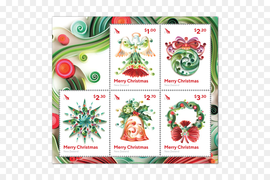 Ornamento di natale Francobolli di Natale timbro di Posta elettronica - cartolina francobolli