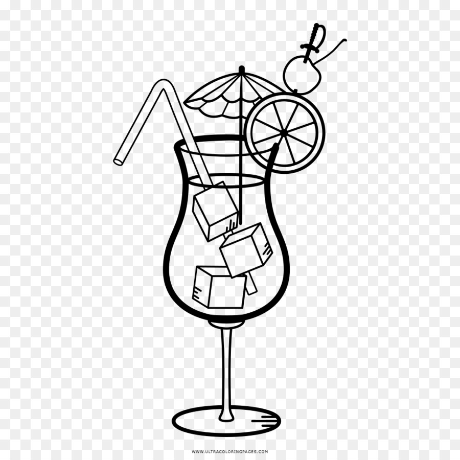 Cocktail-Malbuch-Zeichnen Daiquiri Glas Champagner - Tropische Getränke