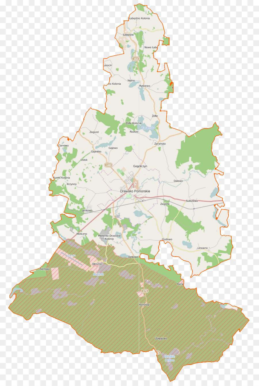 Olchowiec, Voivodato della Pomerania Occidentale Lasocin, Voivodato della Pomerania Occidentale Żołędowo, Voivodato della Pomerania Occidentale Zagórki, Voivodato della Pomerania Occidentale Drawsko Pomorskie - mappa