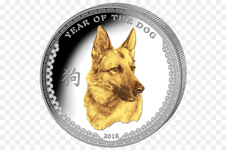 Hunderasse Münze, deutscher Schäferhund, Silber-Gold - Münze