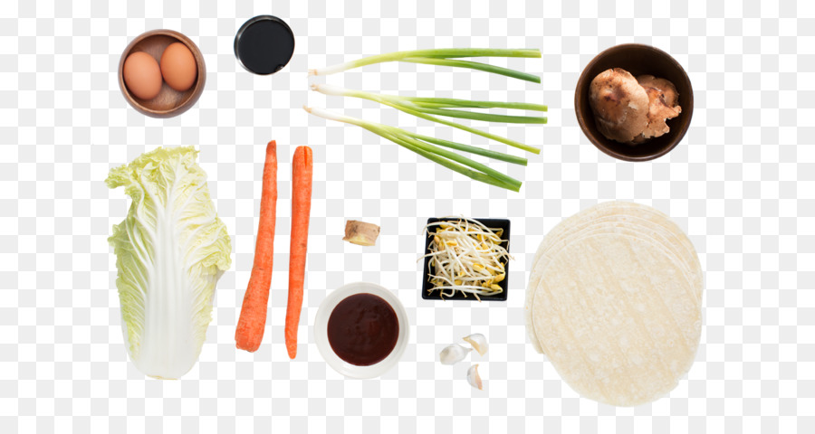 Moo shu Schweinefleisch Pfannkuchen, chinesische Küche, Küche der Vereinigten Staaten-Rezept - Schneidebrett mit Gemüse