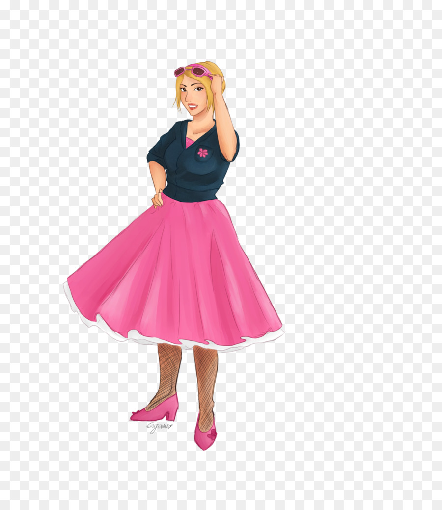 Schulter Kleid Kostüm Rock Pink M - Kleid