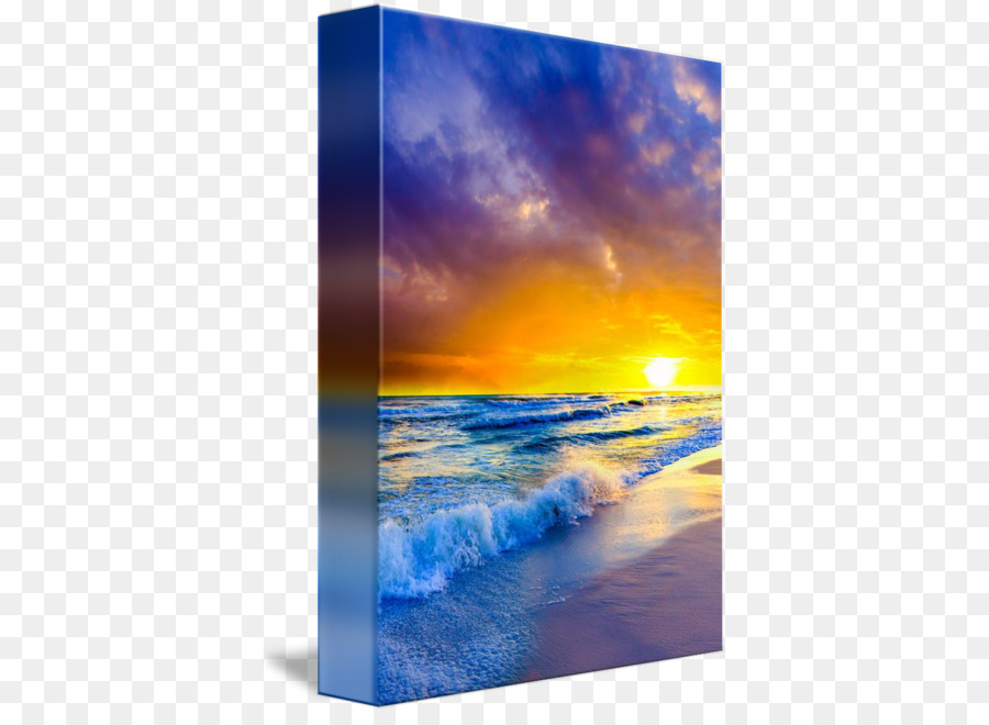 Leinwand Meer Küste Gemälde Sonnenuntergang - Strand bei Sonnenuntergang