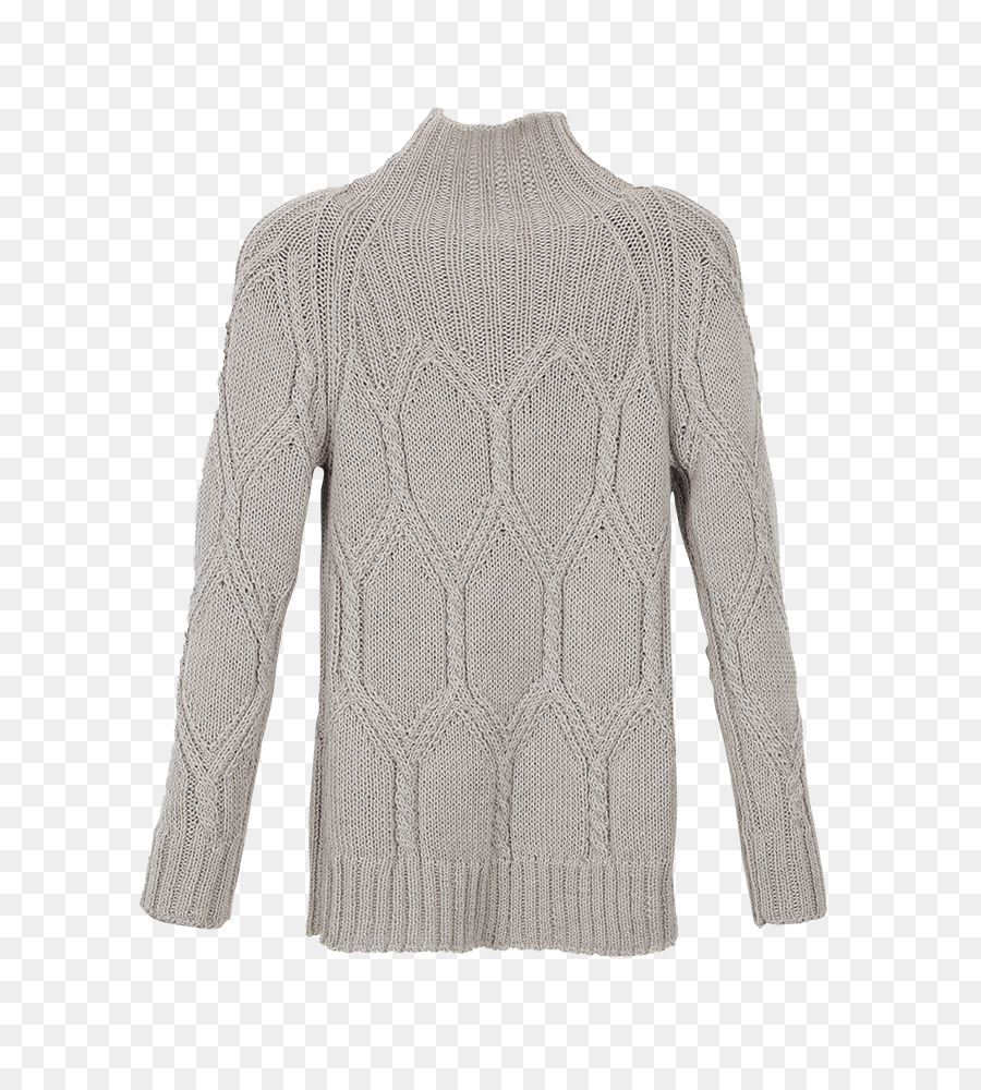 Strickjacke Ausschnitt Wolle Beige - Pullover