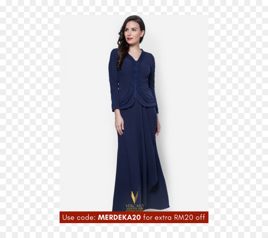 Robe Baju Kurung Marineblau - Kleid
