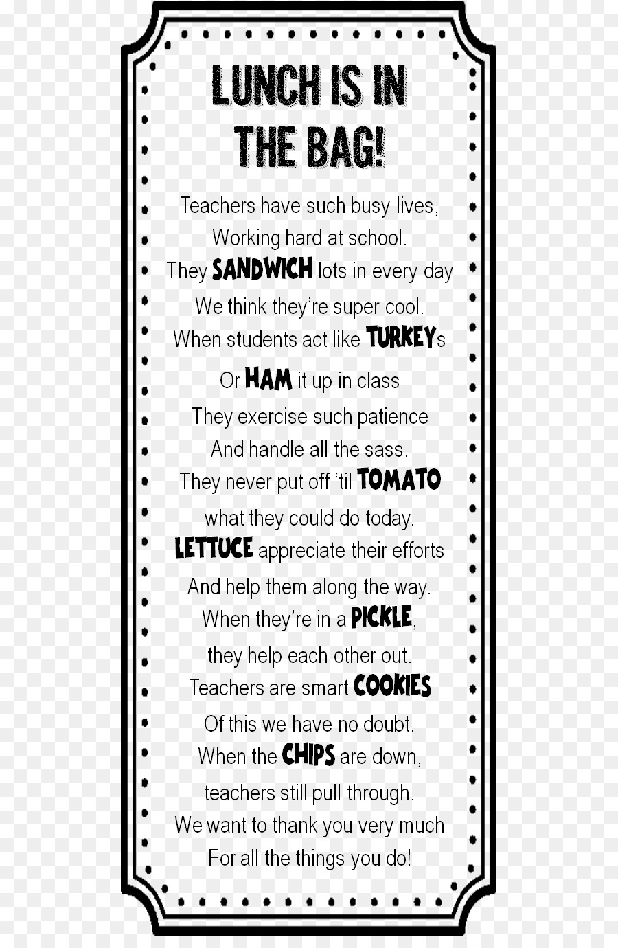 Club-sandwich Teachers' Day Gurke - Lehrer