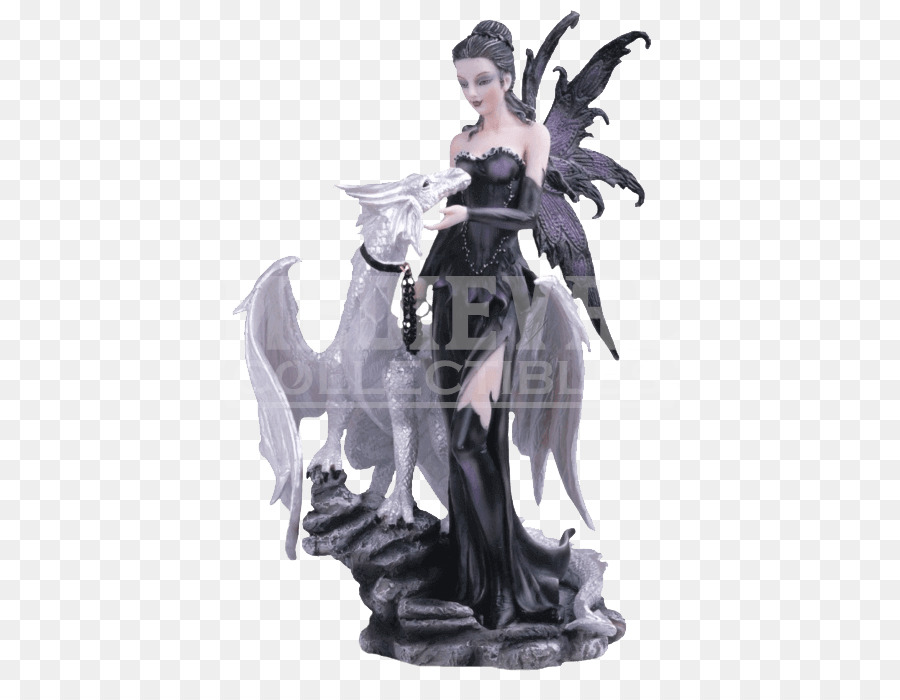 Figurine Statue, Die Fee mit Türkis Haar-Drache - fee
