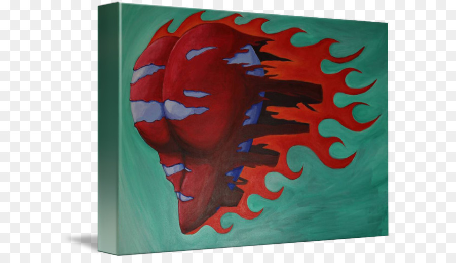 Arte moderna pittura Acrilica resina Acrilica - cuore a forma di fiamma