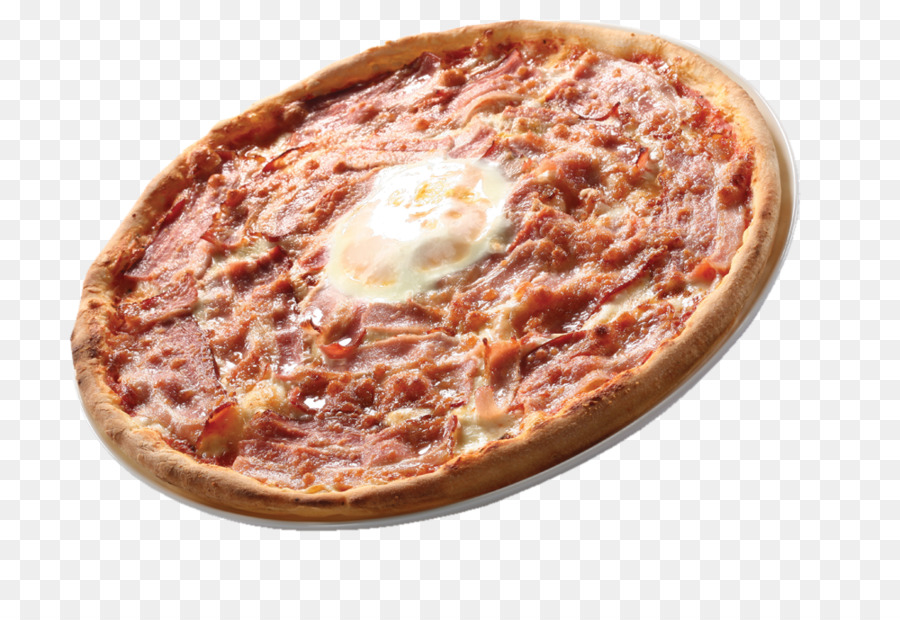 Pizza siciliana Carbonara Pancetta, uova e formaggio sandwich Tarte flambée - Pizza