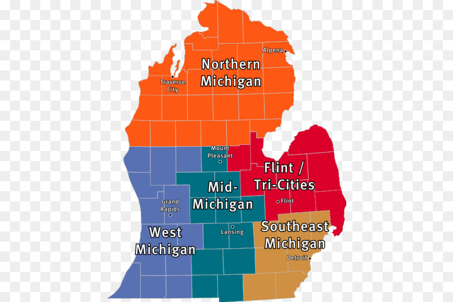 Oberen Halbinsel von Michigan, Nord Michigan, Iosco County, Michigan Unteren Halbinsel von Michigan Anzeigen - Produkt physikalische Karte