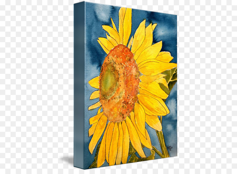 Gemeinsame Sonnenblumen Aquarell-Malerei, Kunst, Zeichnung - Aquarell-Blumen-print