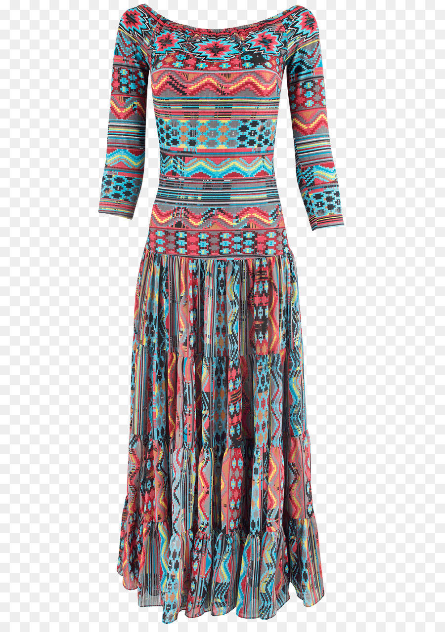 Paisley Shoulder-Ärmel-Kleid-Muster - Kleid
