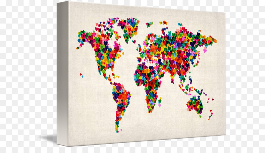Mappa del mondo di Tela di stampa d'Arte - mappa del mondo