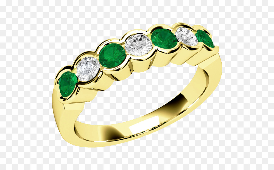 Smeraldo Eternità anello di Diamanti in Oro - smeraldo