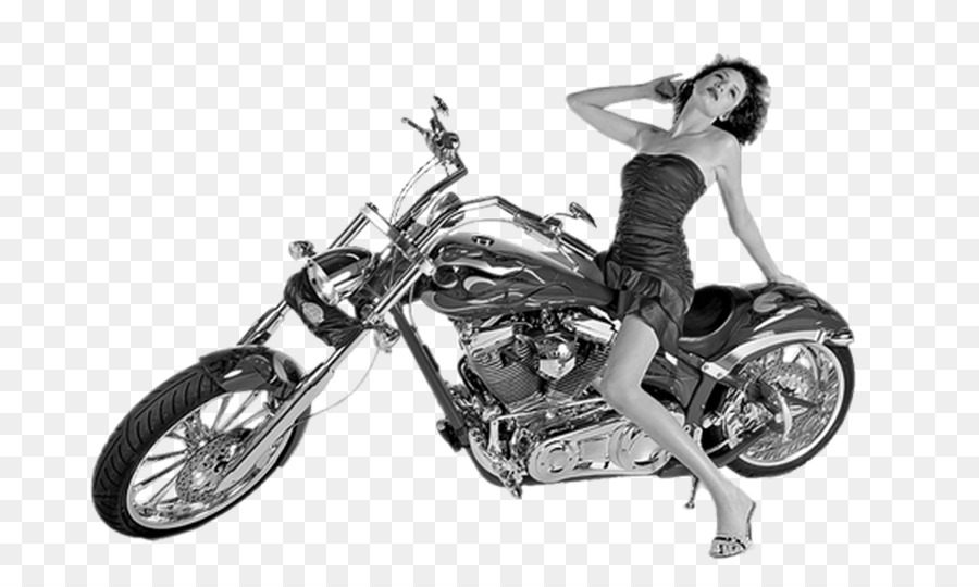 Motorrad-Schwarz und weiß Chopper Weiblich - Motorrad