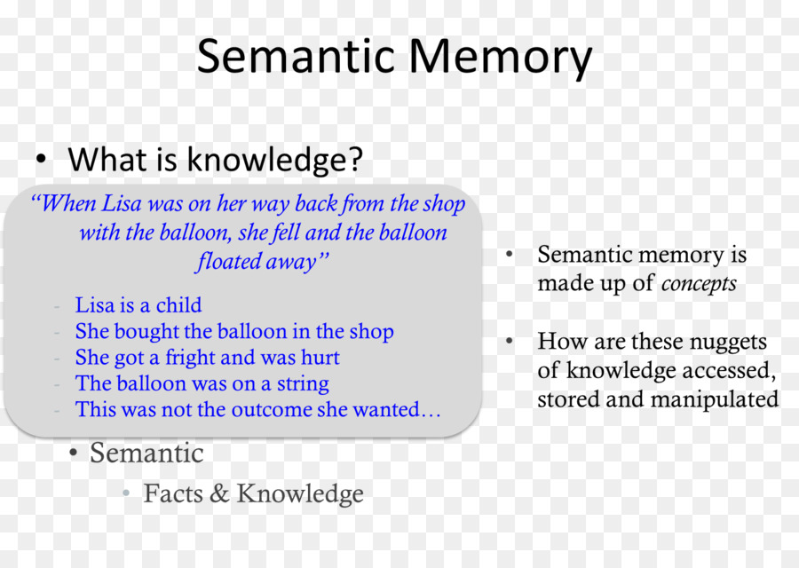 La memoria semantica memoria Episodica e memoria Procedurale Informazioni - altri