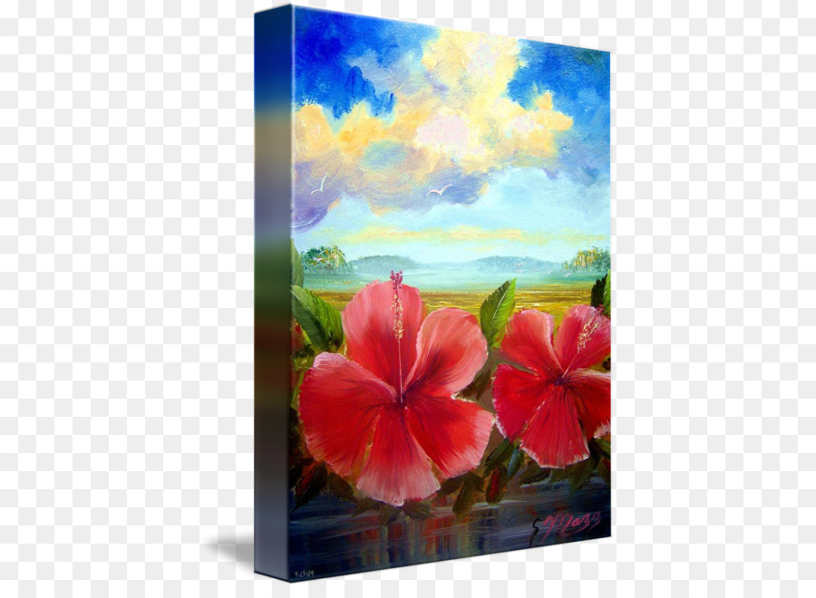 Rosemallows Stillleben Acryl Aquarell Malerei - Aquarell hibiscus
