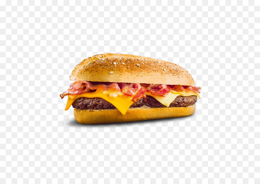 Cheeseburger-Hamburger-Fast-food-Frühstück sandwich mit Speck - Speck