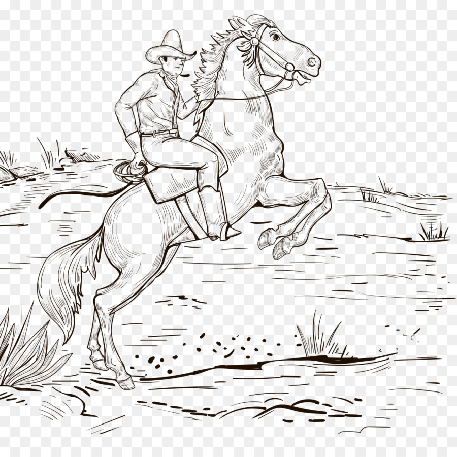 Con ngựa Cowboy Vẽ Mexico Phác thảo - Con ngựa