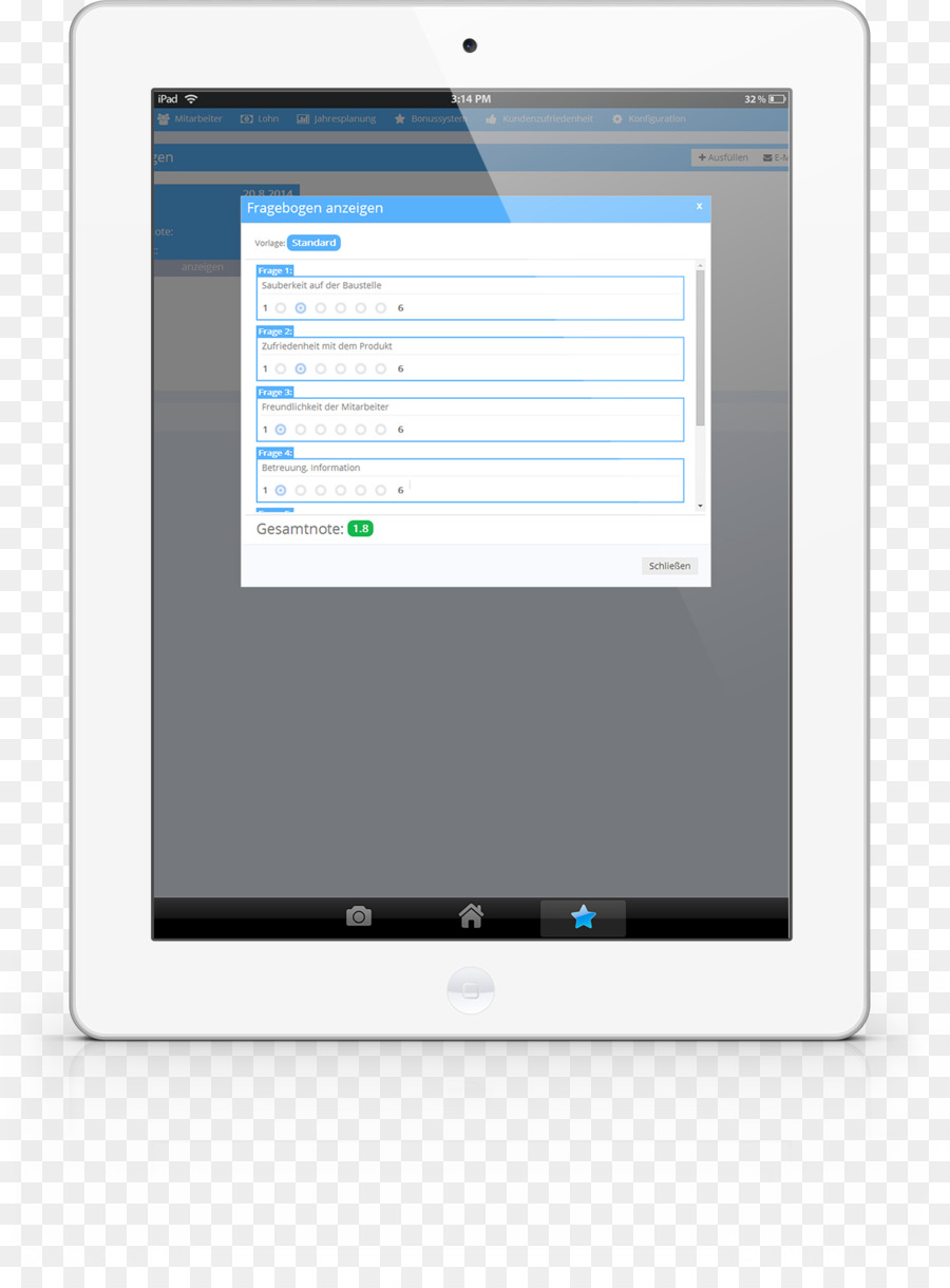 Methodik der Befragung die Kundenzufriedenheit Fragebogen Web-design - mobile app Vorlage