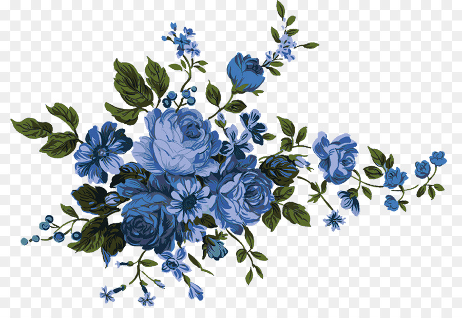 Blue Watercolor Flowers.