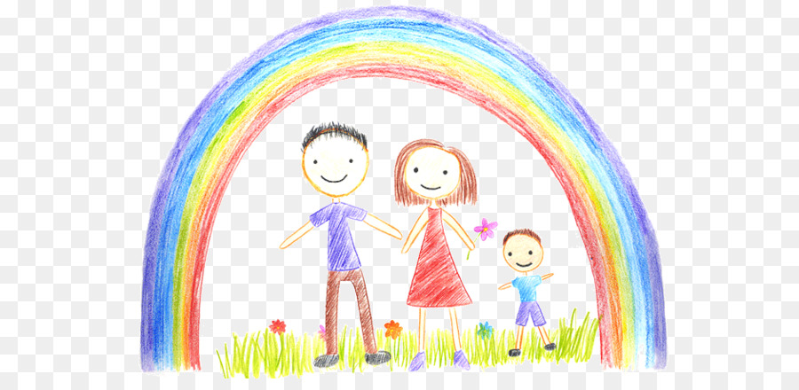 Zeichnung Kind Vater - Regenbogen Kind