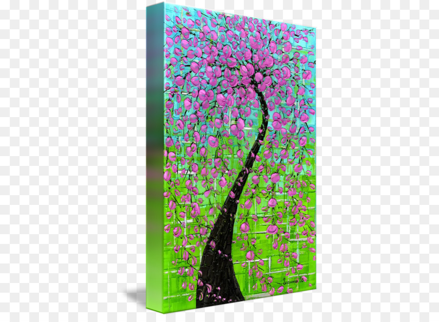 Leinwand Gemälde-Palette-Messer Messer-Grafik-design - rosa Baum