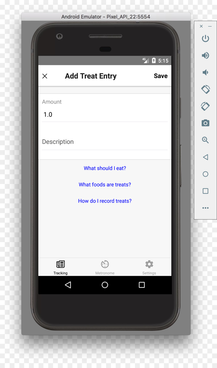 Smartphone telefono di Apache Cordova Emulatore di Android - intestazione di navigazione