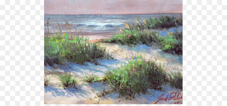Muối marsh Mỹ beachgrass Nghệ thuật sơn Màu nước - phong cảnh bên bờ biển