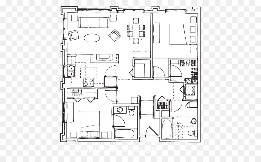 Eden Hill Apartments Grundriss Studio apartment Technische Zeichnung - Mietwohnungen Luxus Wohnungen