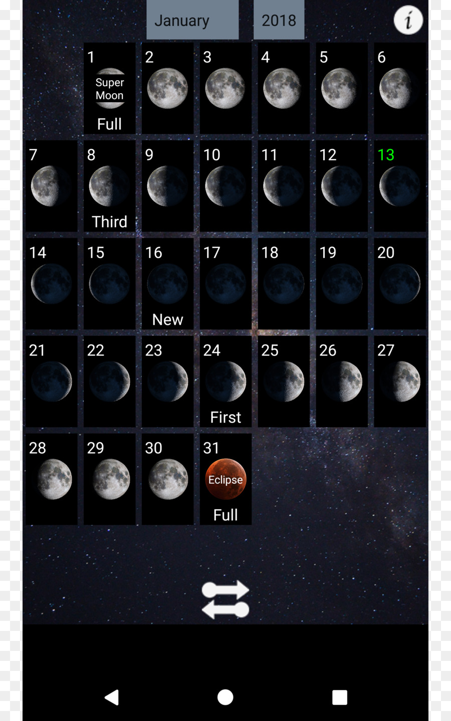 Fase lunare Amazon.com calendario Lunare Eclissi di Luna - luna