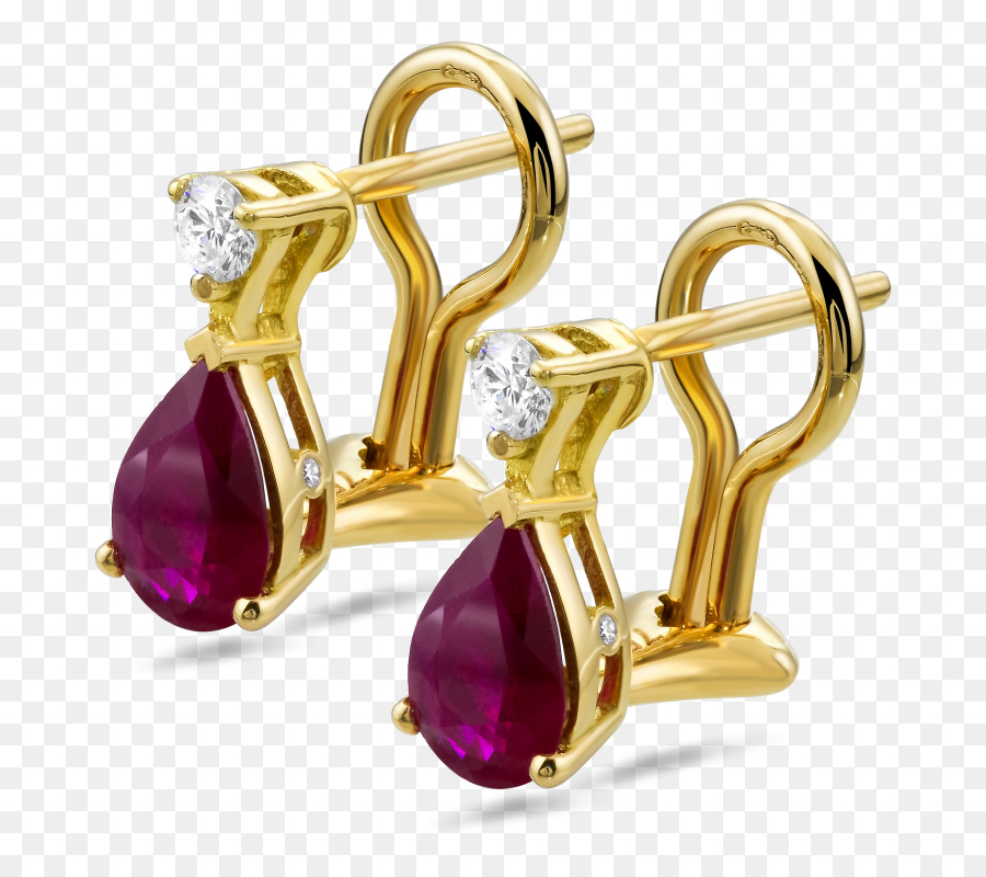 Rubin-Ohrringe Diamant Schmuck gold Farbigen - Rubin