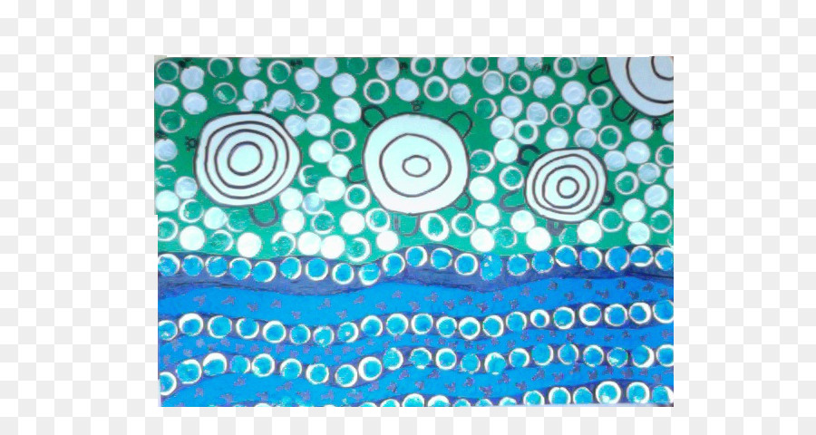 Nghệ thuật thị giác Điểm vòng Tròn màu xanh Ngọc - chấm màu nước