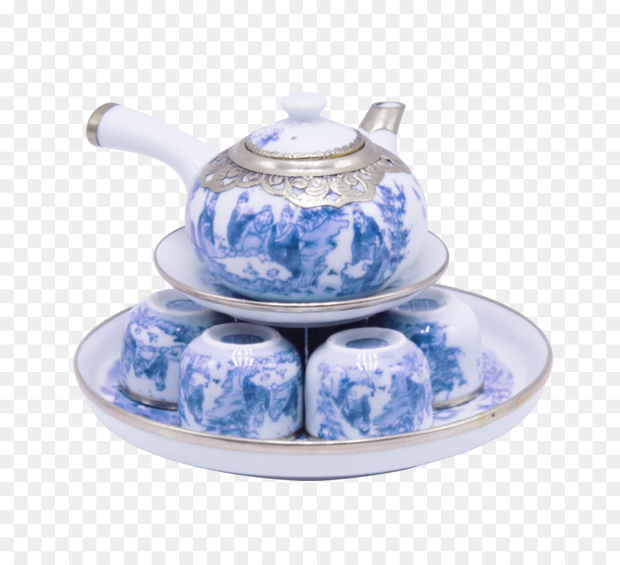 Keramik-Teekanne Bat Trang Porzellan Untertasse - Dong
